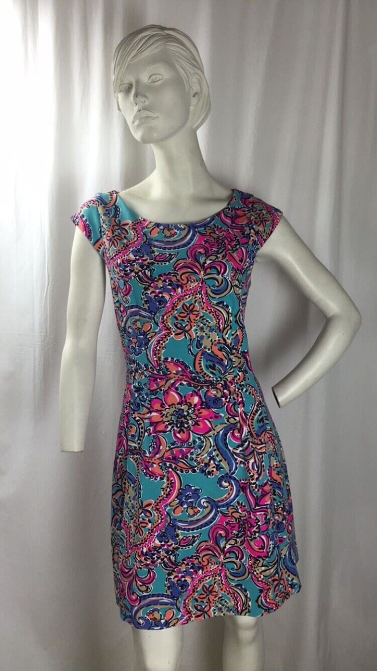 Lilly Pulitzer Multi Color Cap Sleeve Dress Sz. L